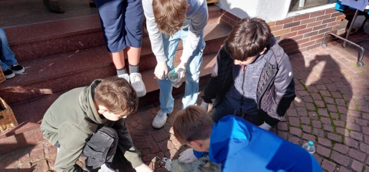 Neuntklässler reinigen Stolpersteine in den Herbstferien